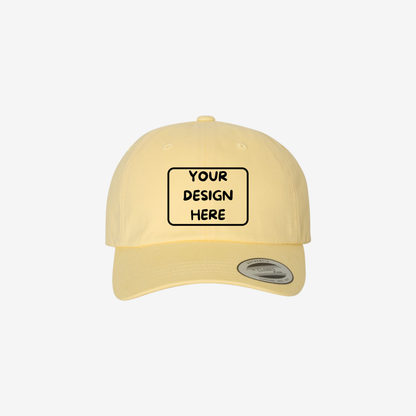 Yellow YP Classics 6245PT peached cotton twill dad hat with a low-profile crown and curved bill