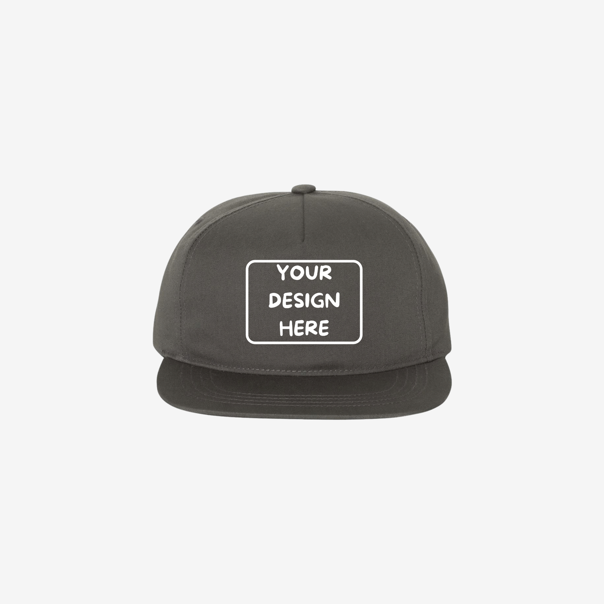 Charcoal YP Classics 6502 lightly structured five-panel snapback cap with a high-profile crown and flat bill