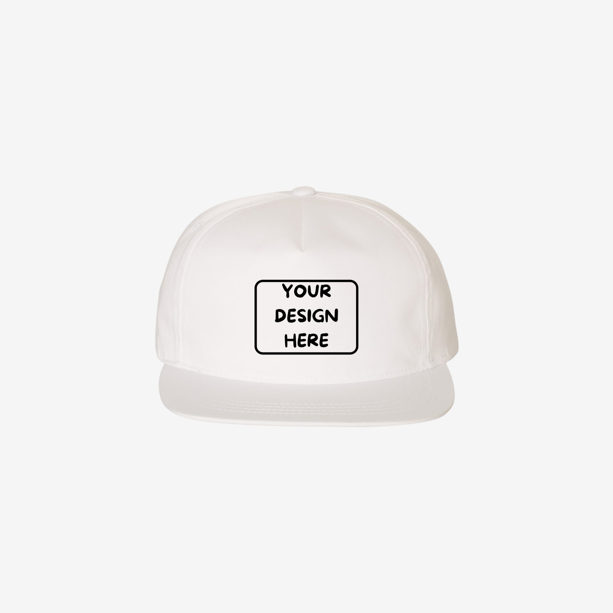 White YP Classics 6502 lightly structured five-panel snapback cap with a high-profile crown and flat bill