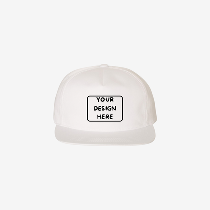 White YP Classics 6502 lightly structured five-panel snapback cap with a high-profile crown and flat bill