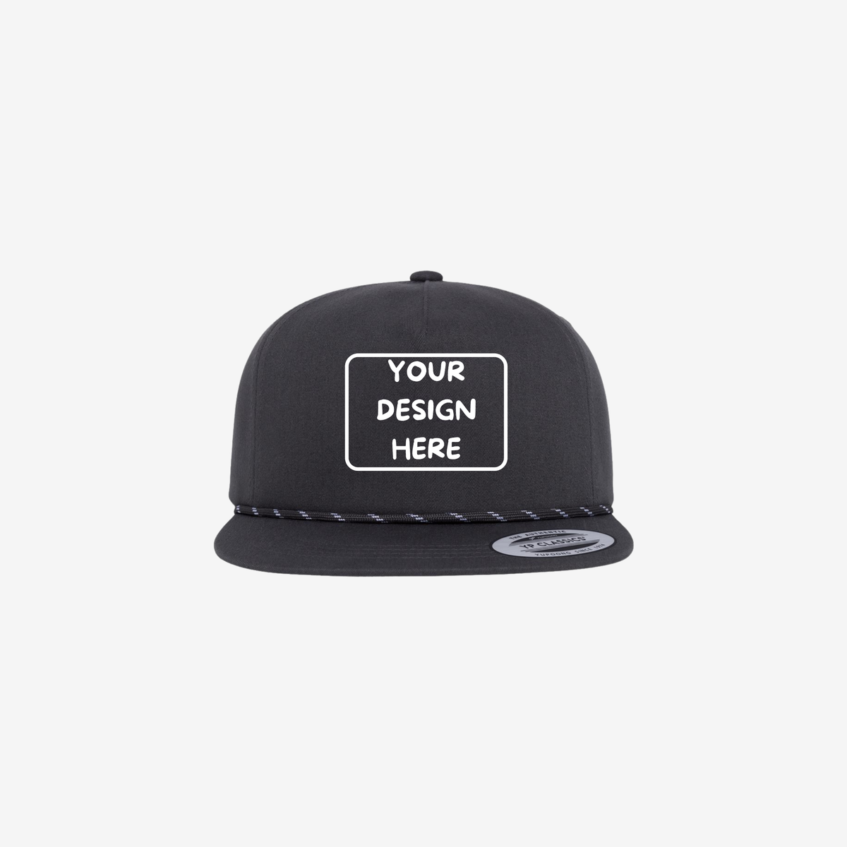 Charcoal YP Classics 6502BD lightly structured five-panel rope cap with a braided rope accent and flat bill